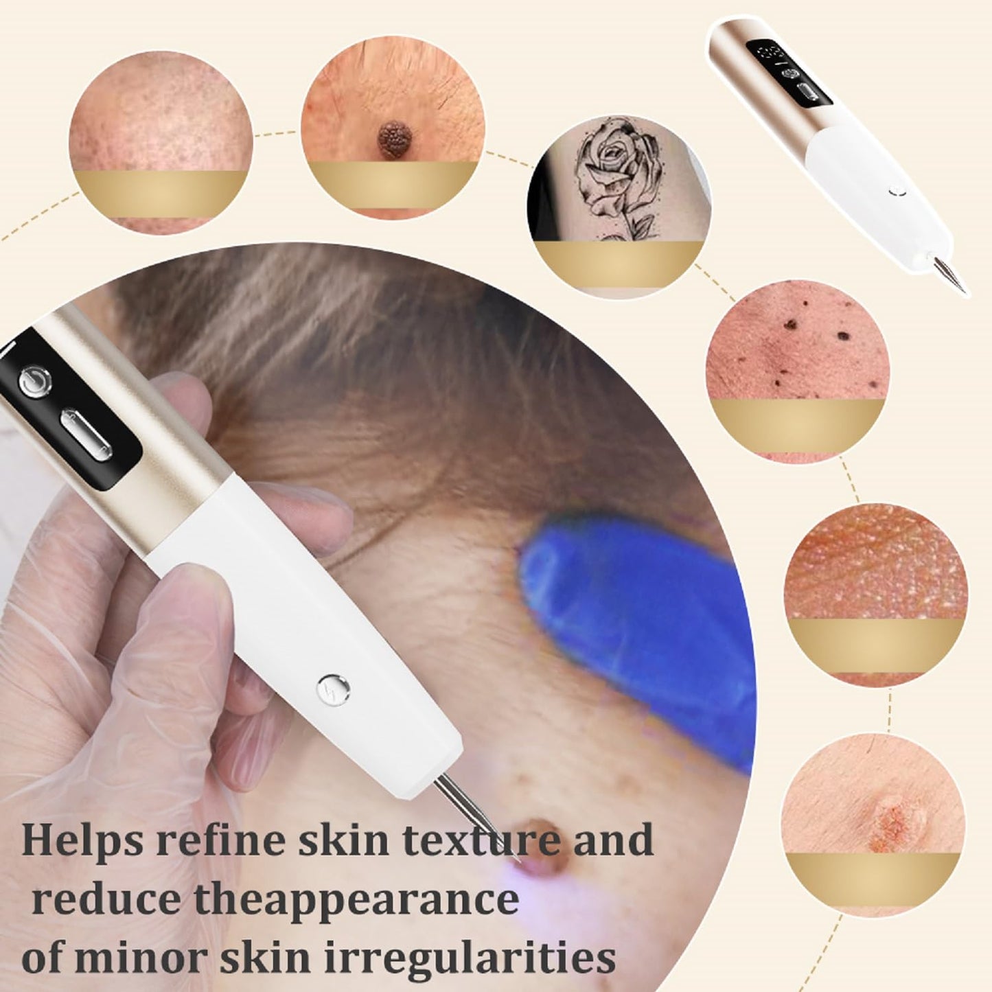 Gentle Skin Surface Maintenance Tool for Daily Skin Care, Suitable for Adults (Gold and White)