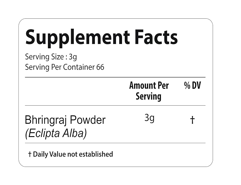 7 oz Bhringaraj Powder (Eclipta Alba) – 200 g, 100% Pure, Gluten Free, Steam Treated