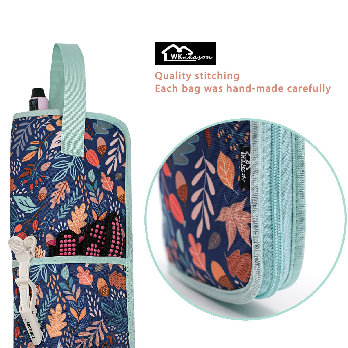 2 Pieces Hair Flat Iron Case Holder Canvas Bag Heat Resistant Curling Iron Silicone Straightener Holder Mat for Hair Tools Curling Iron Organizer Bag (Floral print)