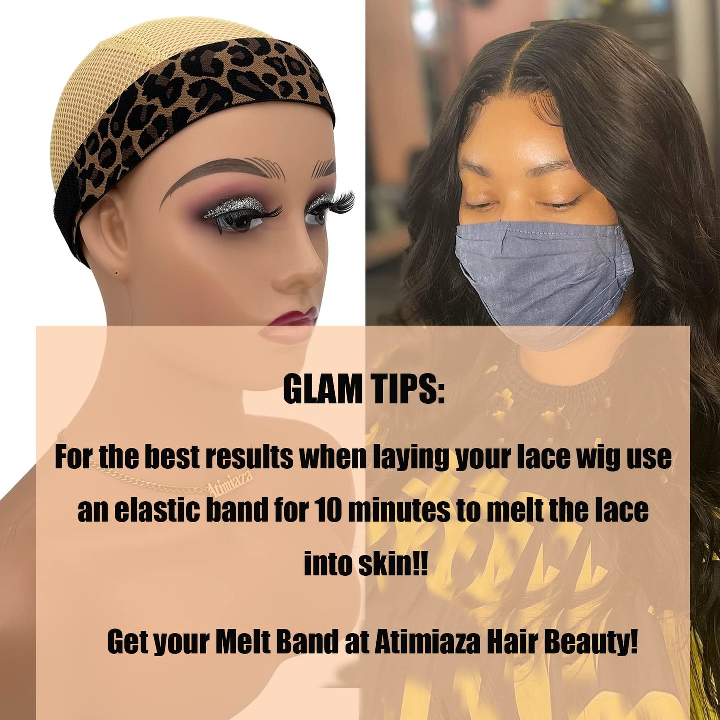 Atimiaza 3 Pcs Elastic Bands for Wigs - Lace Melting, Edge Wrap to Lay Edges (Silver, Leopard, Black Pack)