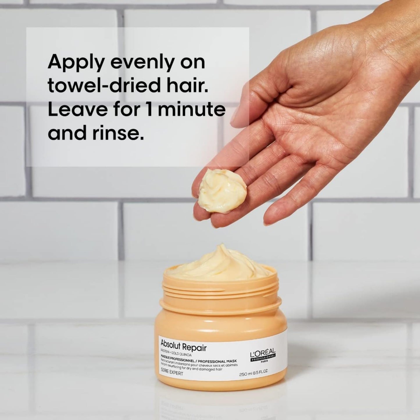 L'Oréal Professionnel Paris Absolut Repair Hair Mask - Protein Hair Treatment For Deep Nourishment, Hydrates, Repairs Damage & Adds Shine For Dry & Damaged Hair