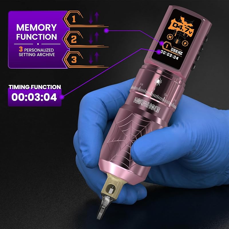 Wireless Tattoo Kit with Dual 2300mAh Batteries – 6500 RPM Cartridges & Practice Skins