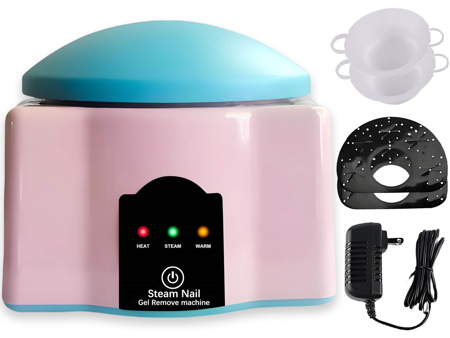 JOJOCOSMO Upgraded Electric Steam Nail Polish Remover Machine, 36 Watt Portable Automatic Gel Nail Polish Remover with UV Varnish Removal for Home and Salon Use, New Pink