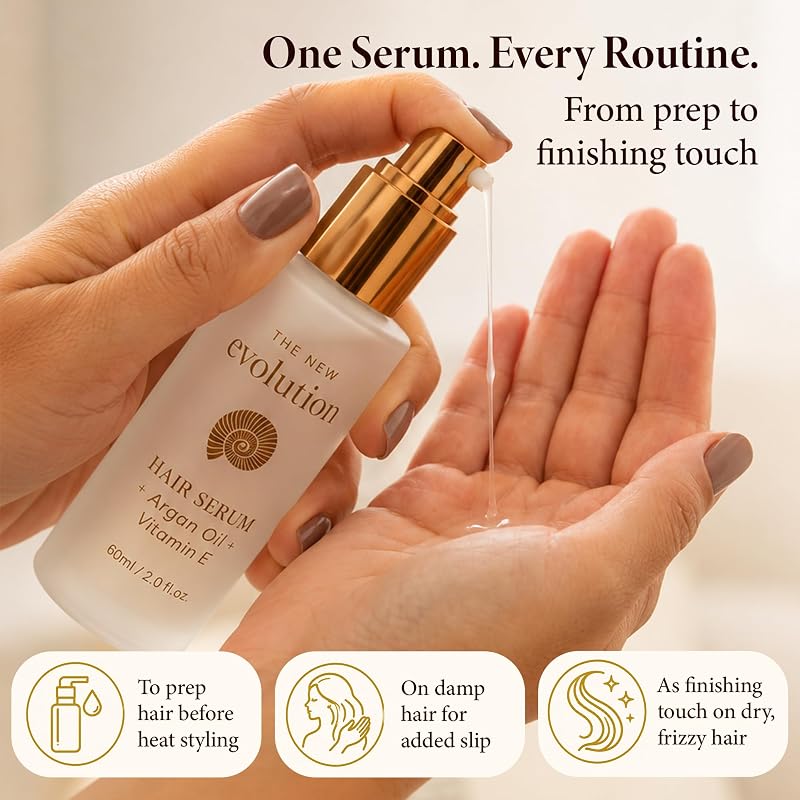 Evolution Argan Oil Serum with Vitamin E and Aloe Vera - 4 Pack, Frizz Control for Dry, Damaged Hair