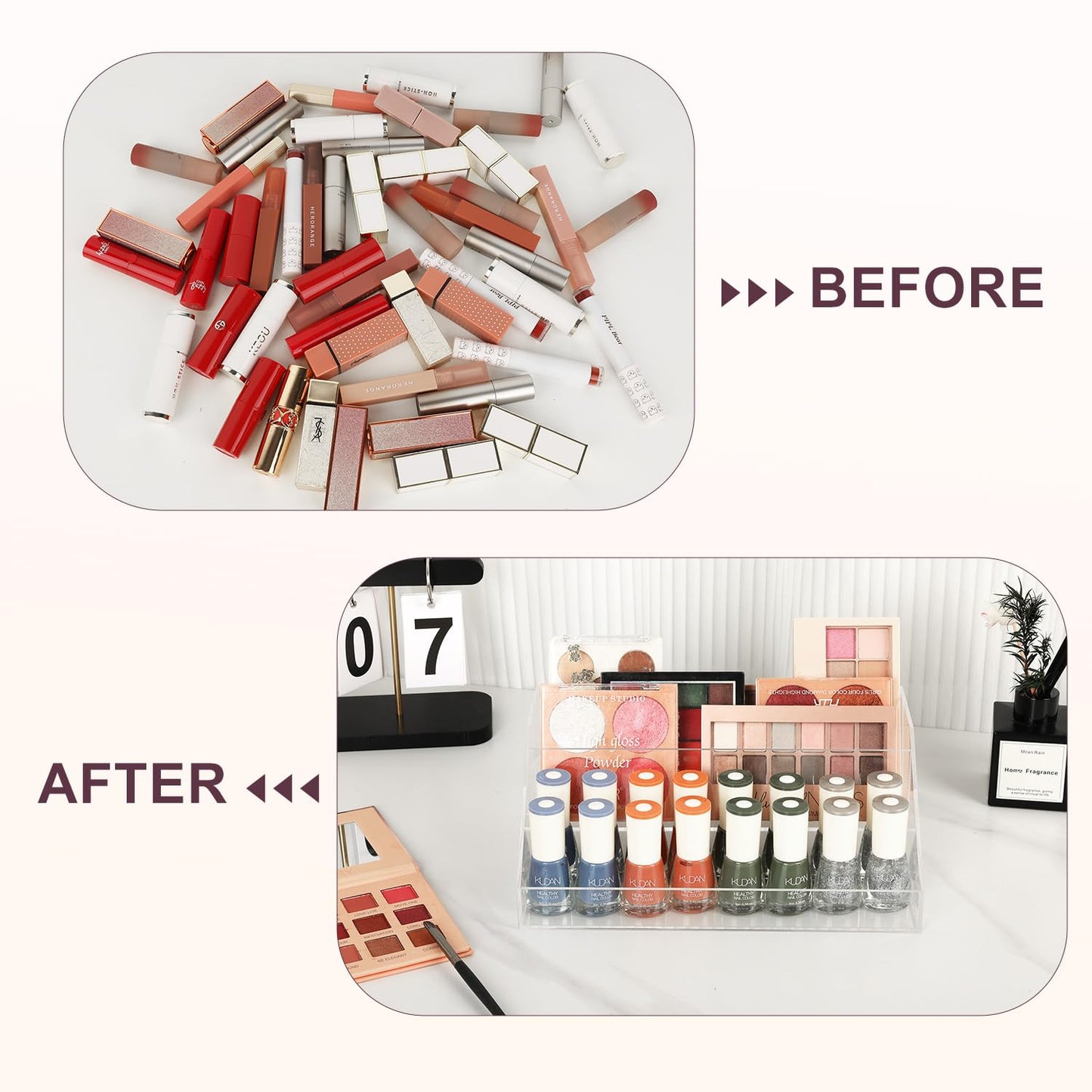 JessLab Acrylic Perfume Organizer, 2-Tier Eyeshadow Palette Organizers, Cosmetic Display Case for Vanity Bathroom Countertop, Beauty Holder for Lipstick, Brush, Skincare