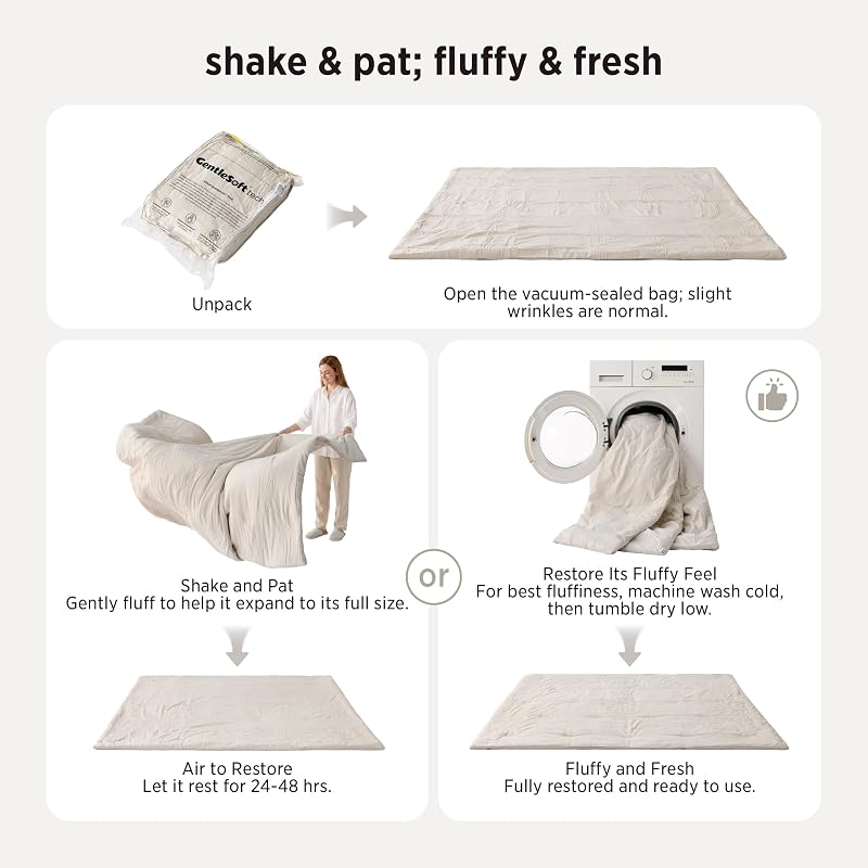 Bedsure Oversized King Comforter Set - Prewashed White 120x98