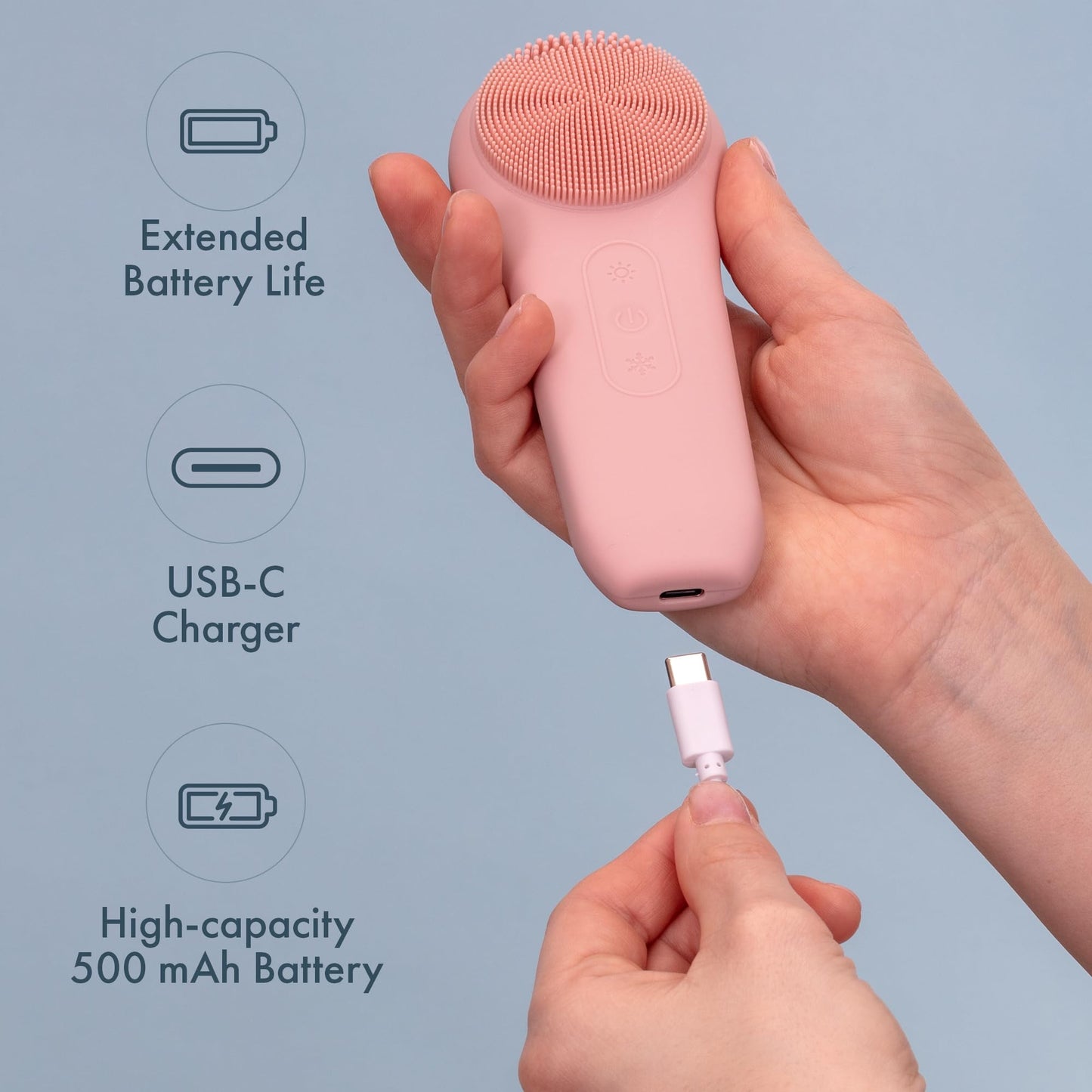 Facial Cleansing Brush, Rechargeable Electric Silicone Face Scrubber Exfoliator, Waterproof Silicone Face Brush Cleanser w/Fast USB-C Charger, Massaging & Face Exfoliator Scrubber for Men & Women