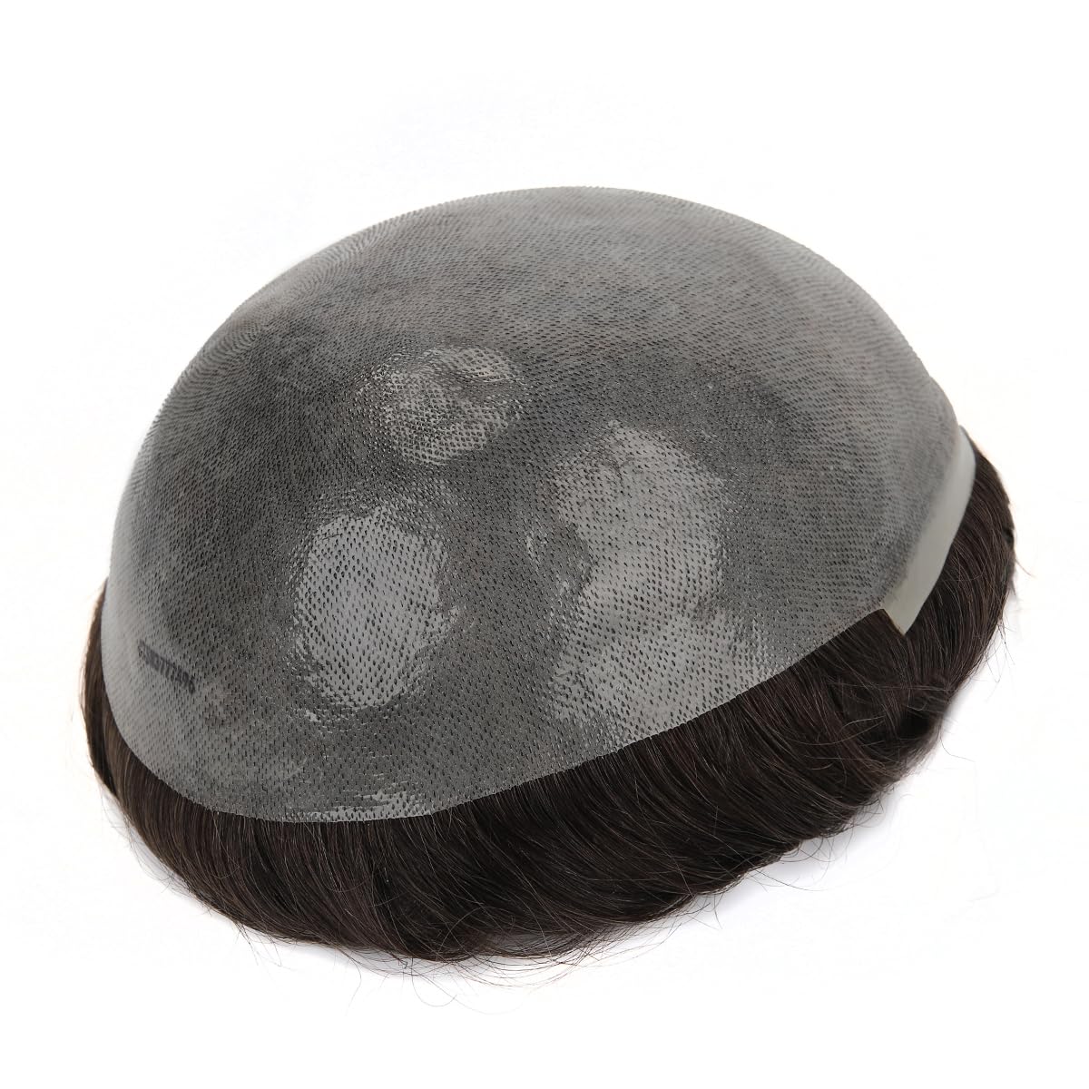 Topunique 0.08mm Thin Skin Toupee for Men, Remy Human Hair 8x10 Inch PU Base 110% Medium Density Knotless V-Looped Hairline #1B Natural Black