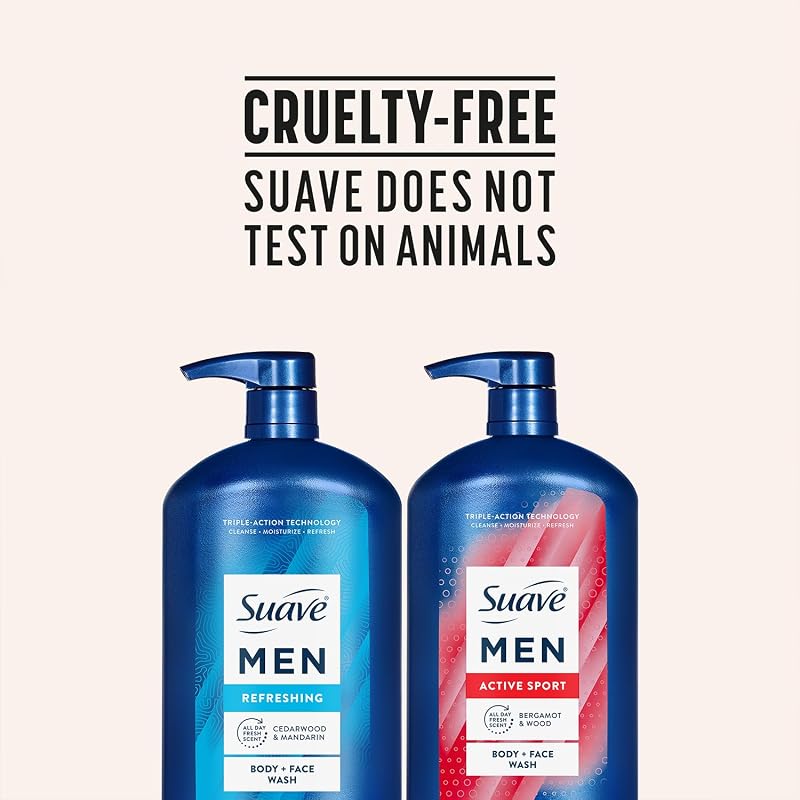 Suave Men Body Wash Bundle – Energizing Sport & Refreshing 30 Oz Each (3-Piece)