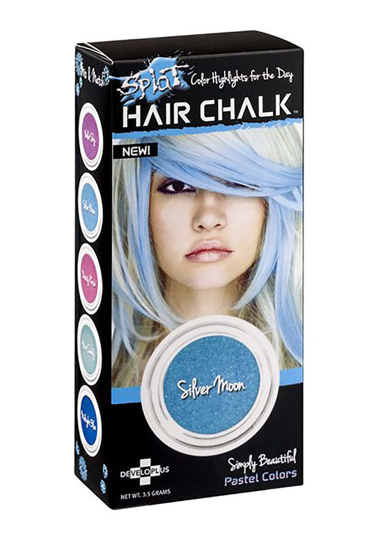 Splat Silver Moon Hair Chalk, 1 Compact, Temporary Hair Color Glides on Easily for Fun Pops of Color, Washable Hair Color Chalk Shampoos Out, Cruelty Free & Vegan