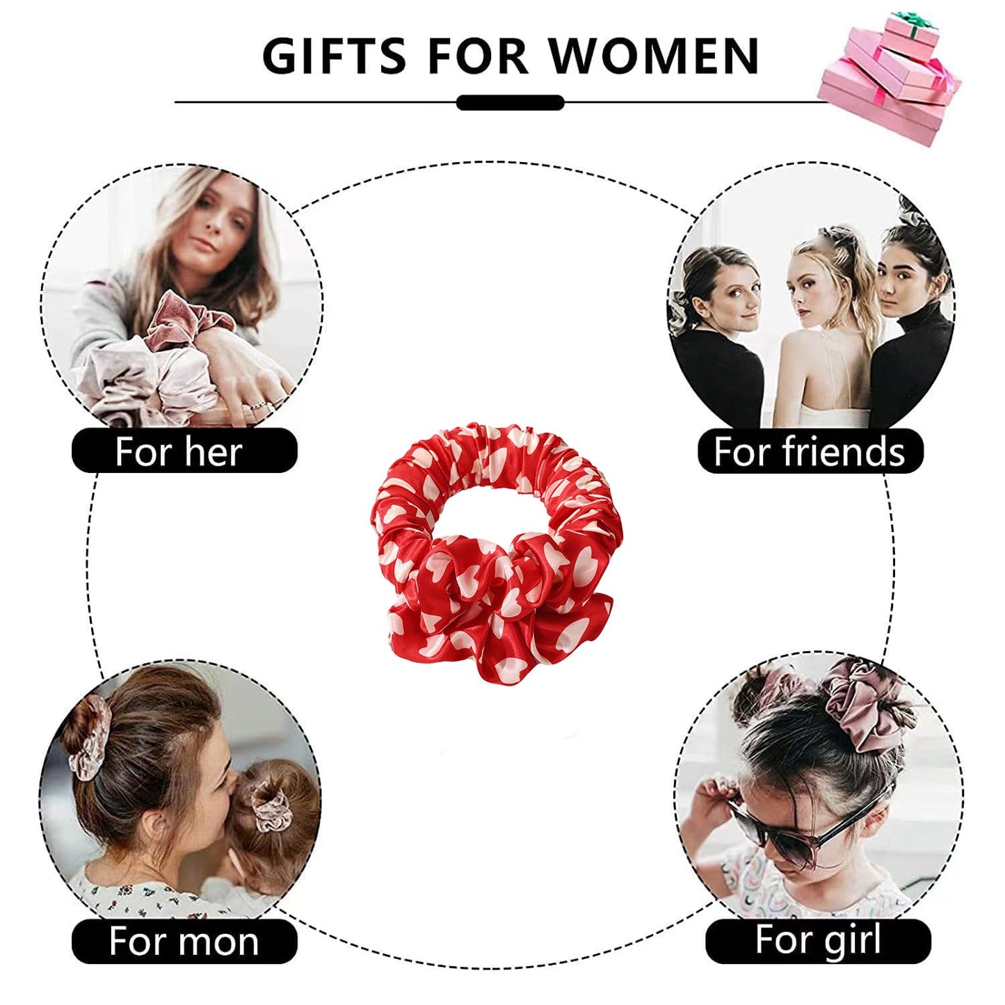 EMILYLE Women Heatless Curling Silk Scrunchies No Heat Curls for Long Hair tie Hair Curling Rod Headband red