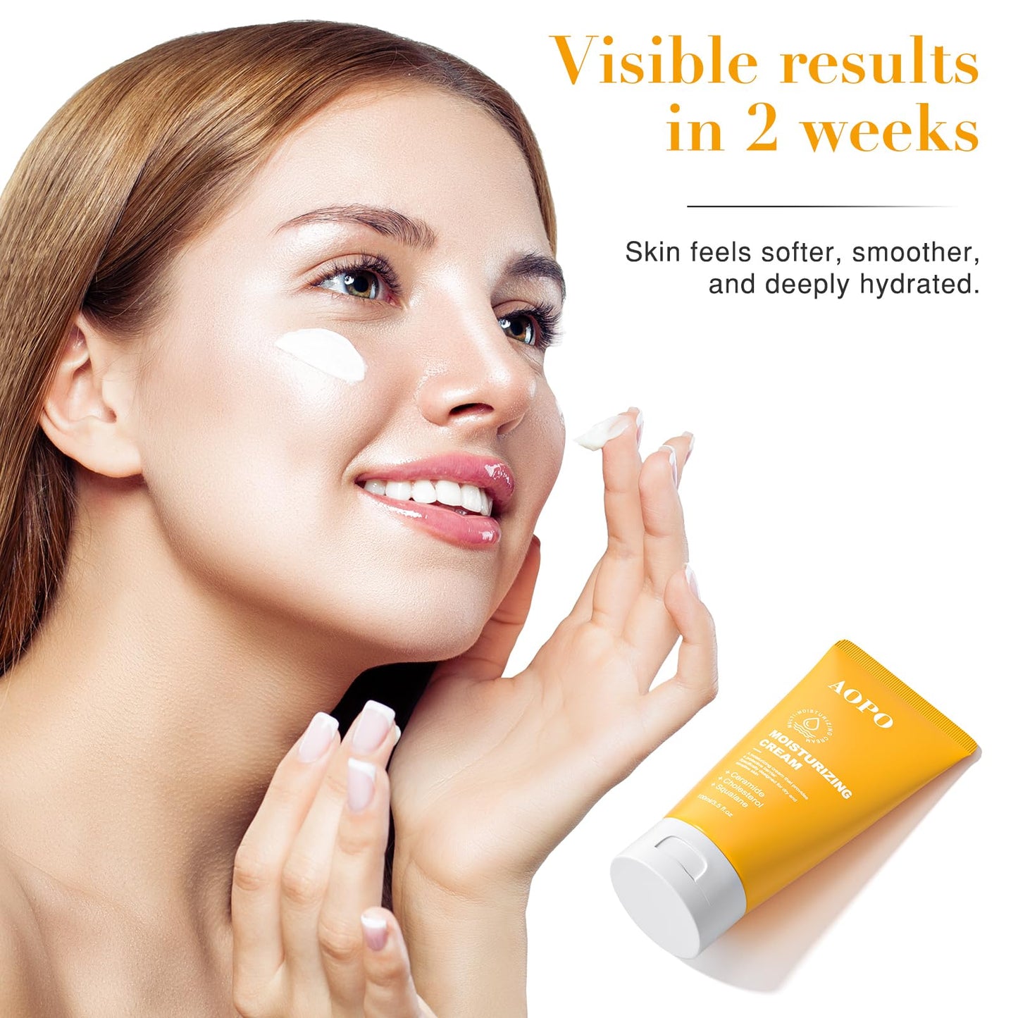 AOPO Face Moisturizer with Ceramide, Cholesterol, and Squalane - Daily Face & Body Moisturizer for All Skin Types, Non-Greasy & Fast-Absorbing, 3.50 fl.oz.