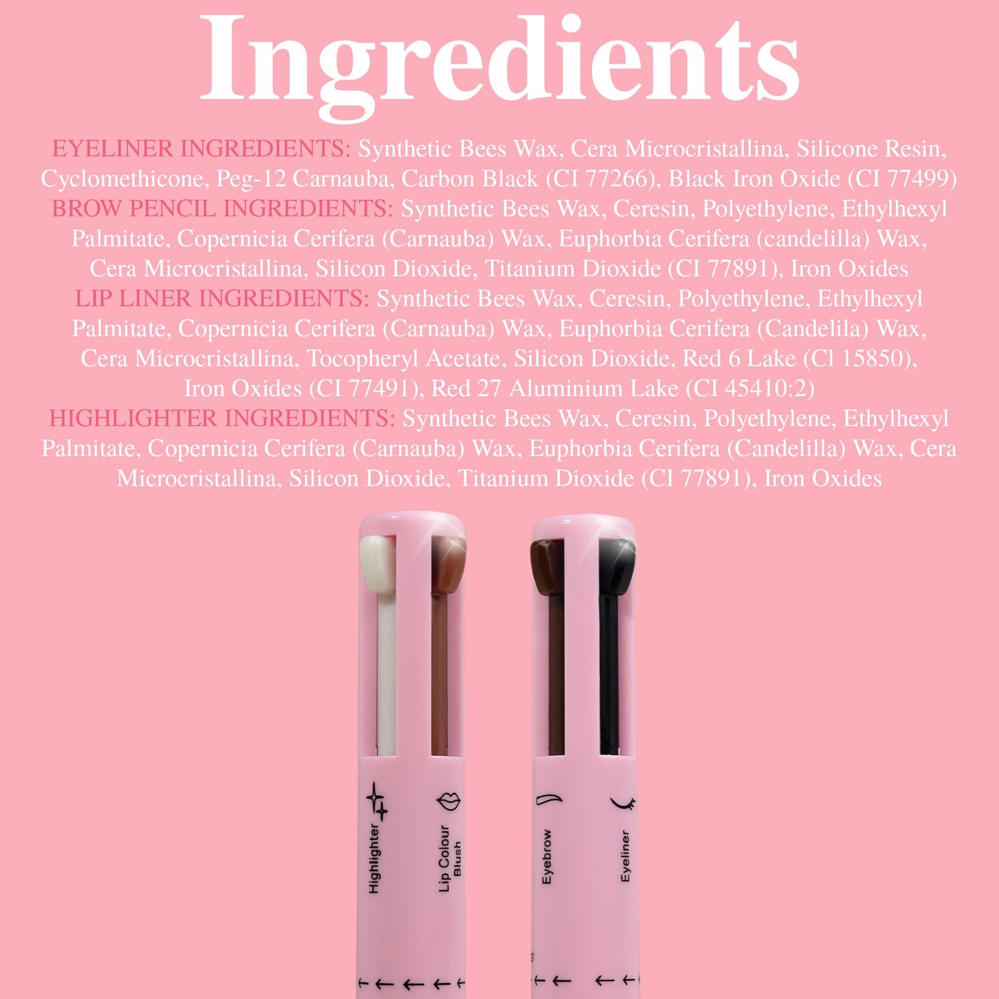 Lash Therapy Australia 4-In-1 | Makeup Pen, Lip Liner, Eyeliner, Brow Pencil & Highlighter | Compact, Travel Friendly Makeup Pen for Lips, Eyes, Brows & Face