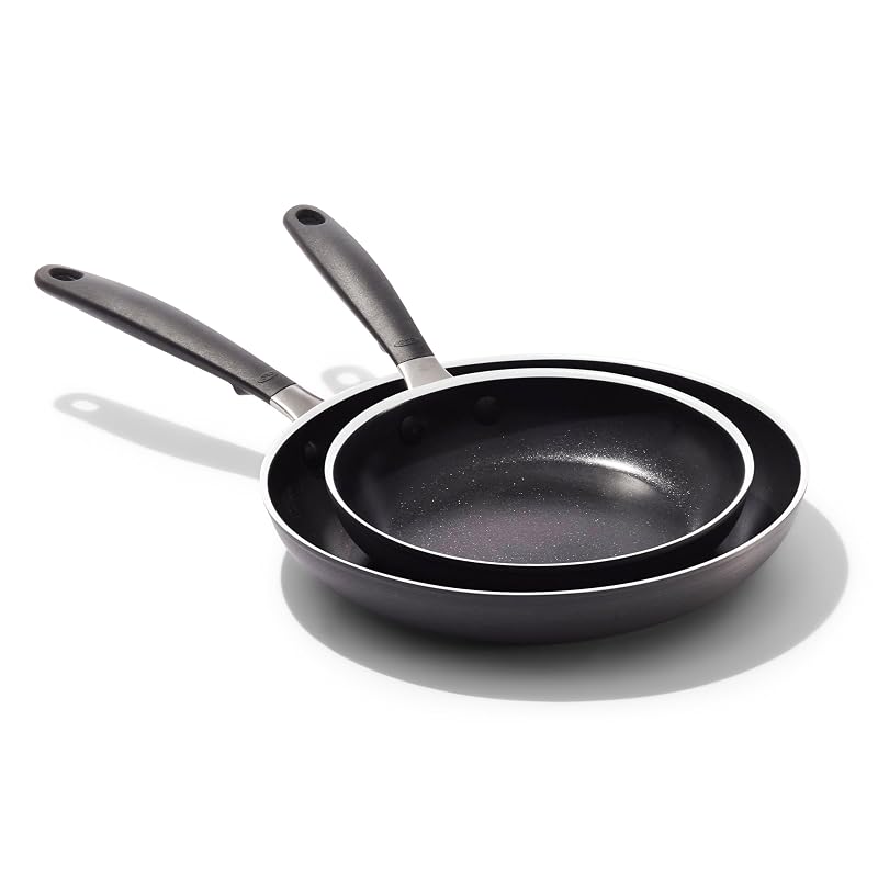 OXO 8" & 10" Nonstick Frying Pan Set — PFAS-Free Diamond Ceramic Skillets, Oven & Dishwasher Safe, Stay-Cool Silicone Handles