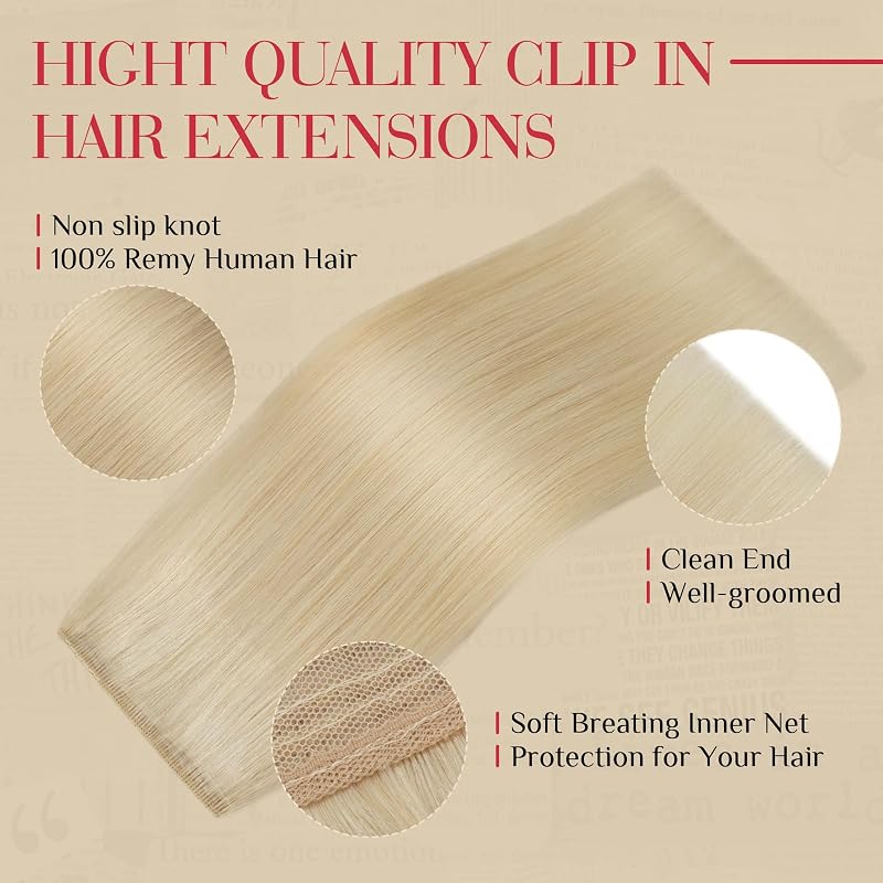Remy Clip-In Hair Extensions 2PCS 6 Inch #613 Bleach Blonde Real Human Hair