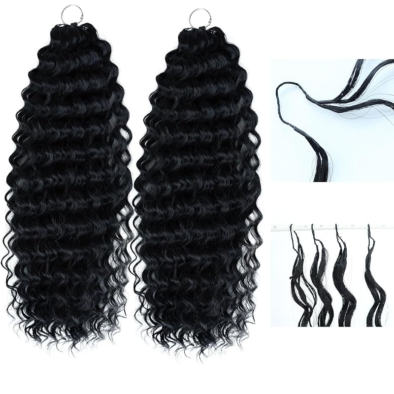 Synthetic Deep Wave Crochet Hair 16 Inch 100g 1B Natural Black – Miracle Knots (Variation #1B Natural Black+16 Inch-100g)