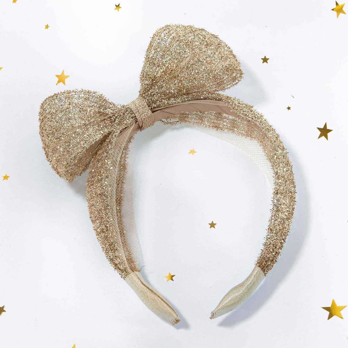 TUTULAND Glitter Headbands for Girls - Gold Headband for Girl Sequin Flower Girl Kids Hair Accessories Sparkling Hairbands for Wedding Birthday Photography Prop