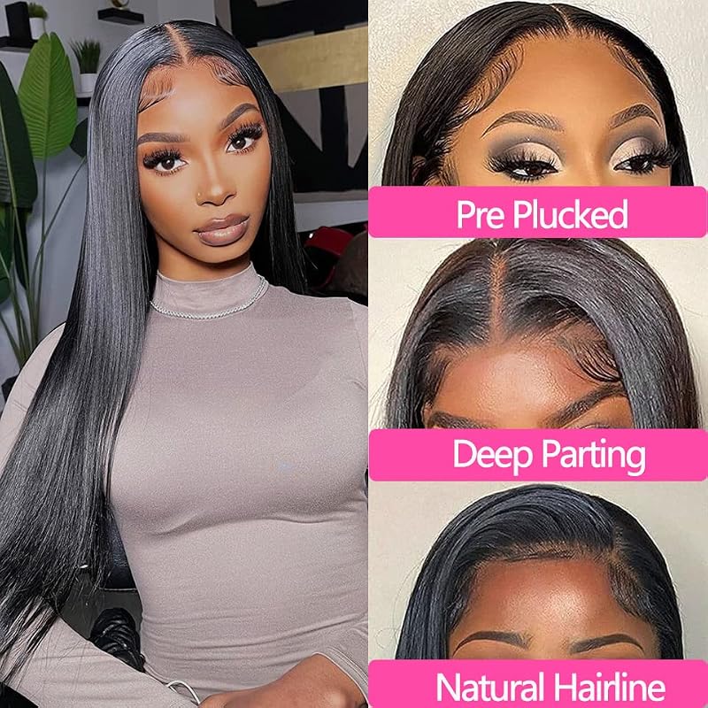 16 Inch Straight HD Lace Frontal Closure 13x4 Human Hair Brazilian Virgin Black