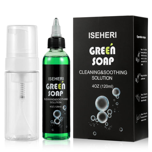 iseheri Ultra Concentrated Green Tattoo Soap 4OZ with Foaming Bottle 120ml, Tattoo Soap Tattoo Supplies for Tattoos Piercings, Clean Skin Equipment