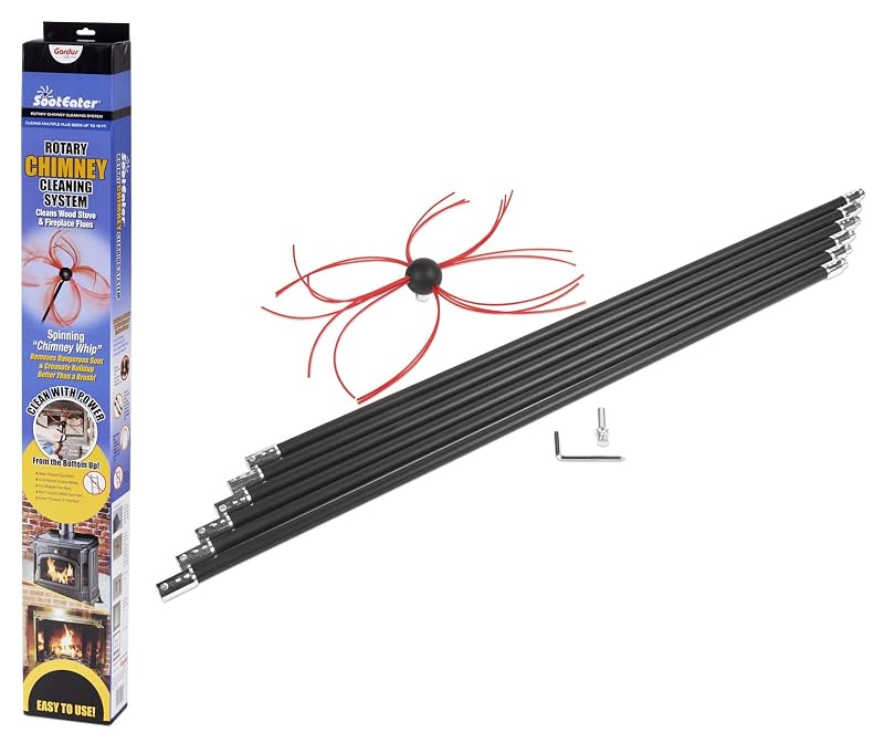 SootEater Rotary Chimney Cleaning System Kit for Open Chimneys up to 18'