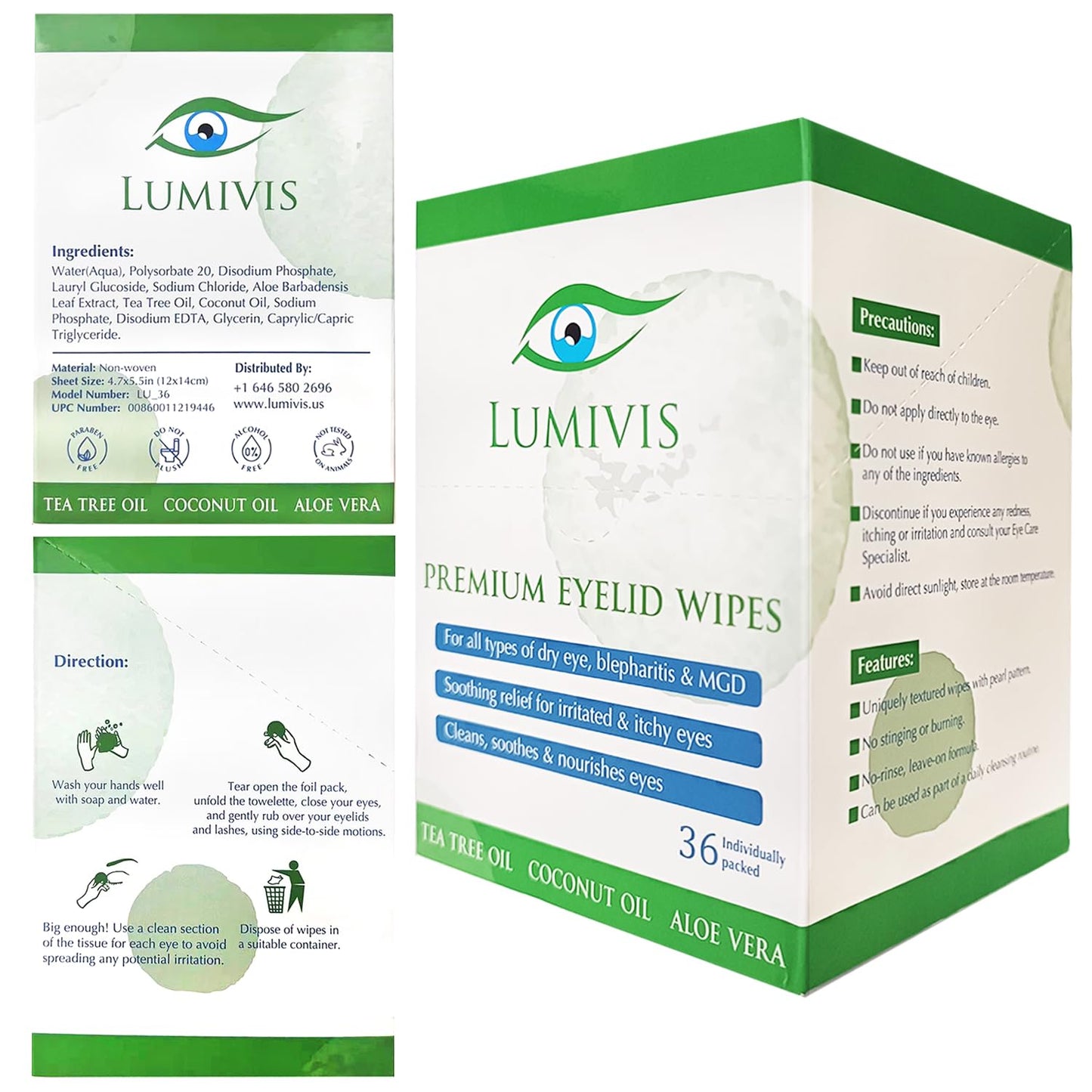 Lumivis Tea Tree Oil Eyelid Wipes – 72 Individually Wrapped Pads for Daily Eyelid Cleansing, Makeup Removal & Lash Hygiene – Natural, Soothing Formula for Sensitive Eyes