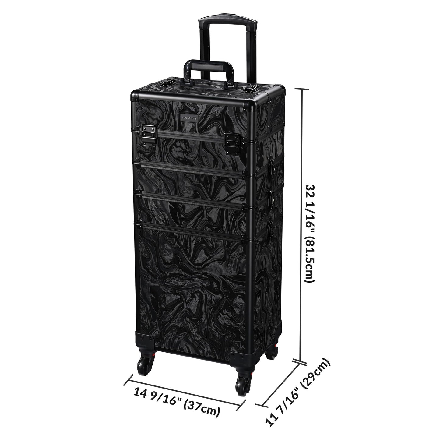 BYOOTIQUE Rolling Makeup Train Case on Wheels 4in1 Cosmetology Profesional Travel Cosmetic Bag Lockable Organizer Box for Hairstylist Artist Nail Beauty Salon Barber,CoyoteButtes Shadows