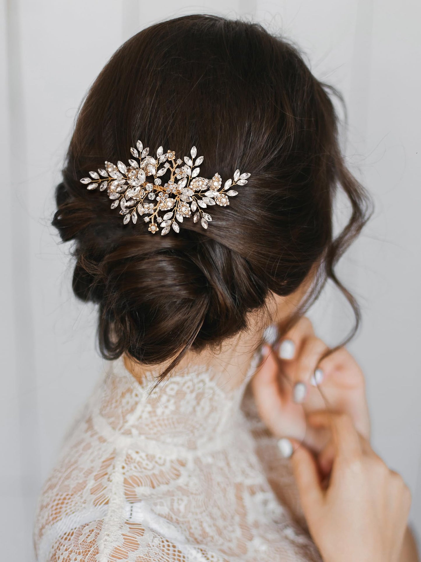 SWEETV Rhinestone Wedding Hair Comb Crystal Hair Pieces Bridal Side Combs Elegant Bride Hair Accessories Wedding Hair Clip for Women Girls Bridesmaid