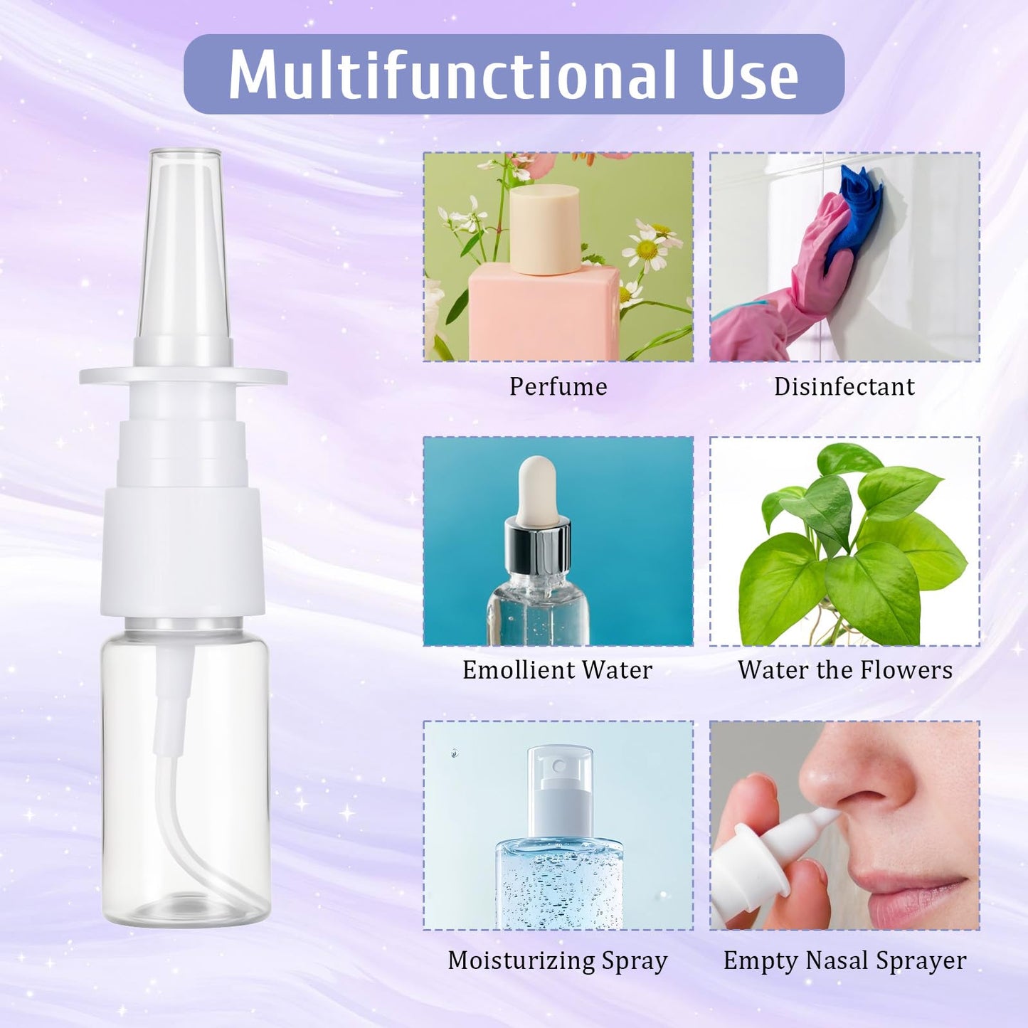 simarro 5 PCS Mini Nasal Spray Bottle, Portable Clear Empty Refillable Fine Mist Rhinitis Care Sprayer Cosmetic Perfume Makeup Water Storage Holder Container with Funnels - 10ml