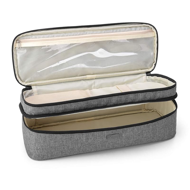 Teamoy Gray 2-Layer Travel Hair Dryer Storage Bag – Large Capacity