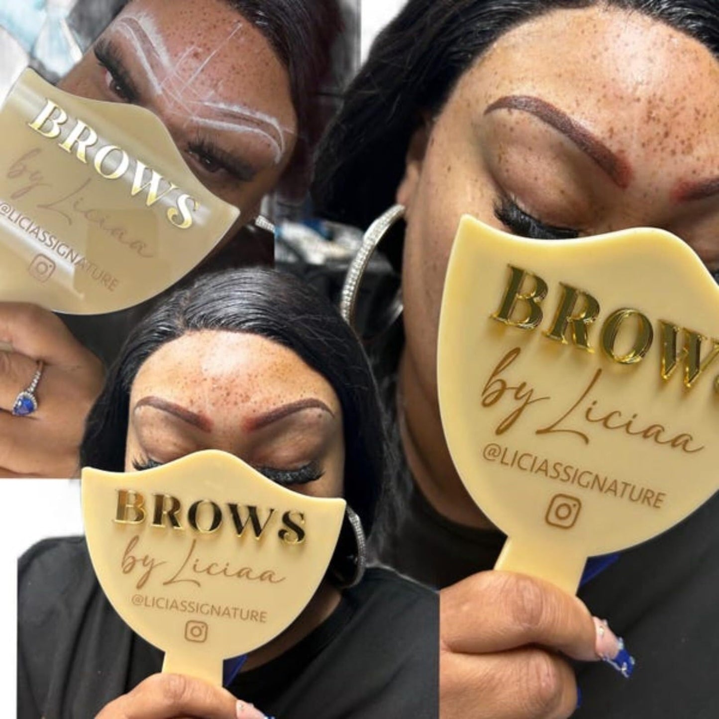 XFYSDIY Custom Mirror Prop, Custom Beauty Technician Social Media Prop, Handheld Mirror Social Media Prop, Aesthetics Props, Salon Decor, Mirrors for Lash Techs(Pink)