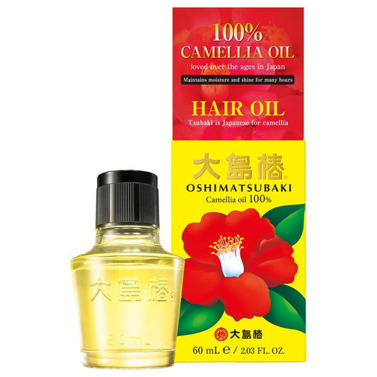 Oshima Tsubaki Camellia seed Oil - English Packaging for US - 100% Pure and Natural, Plant-Based, Single-Ingredient, Moisturizing for Hair, Face, Skin, and Nails, Japanese Beauty - 2.03 fl oz (60ml)
