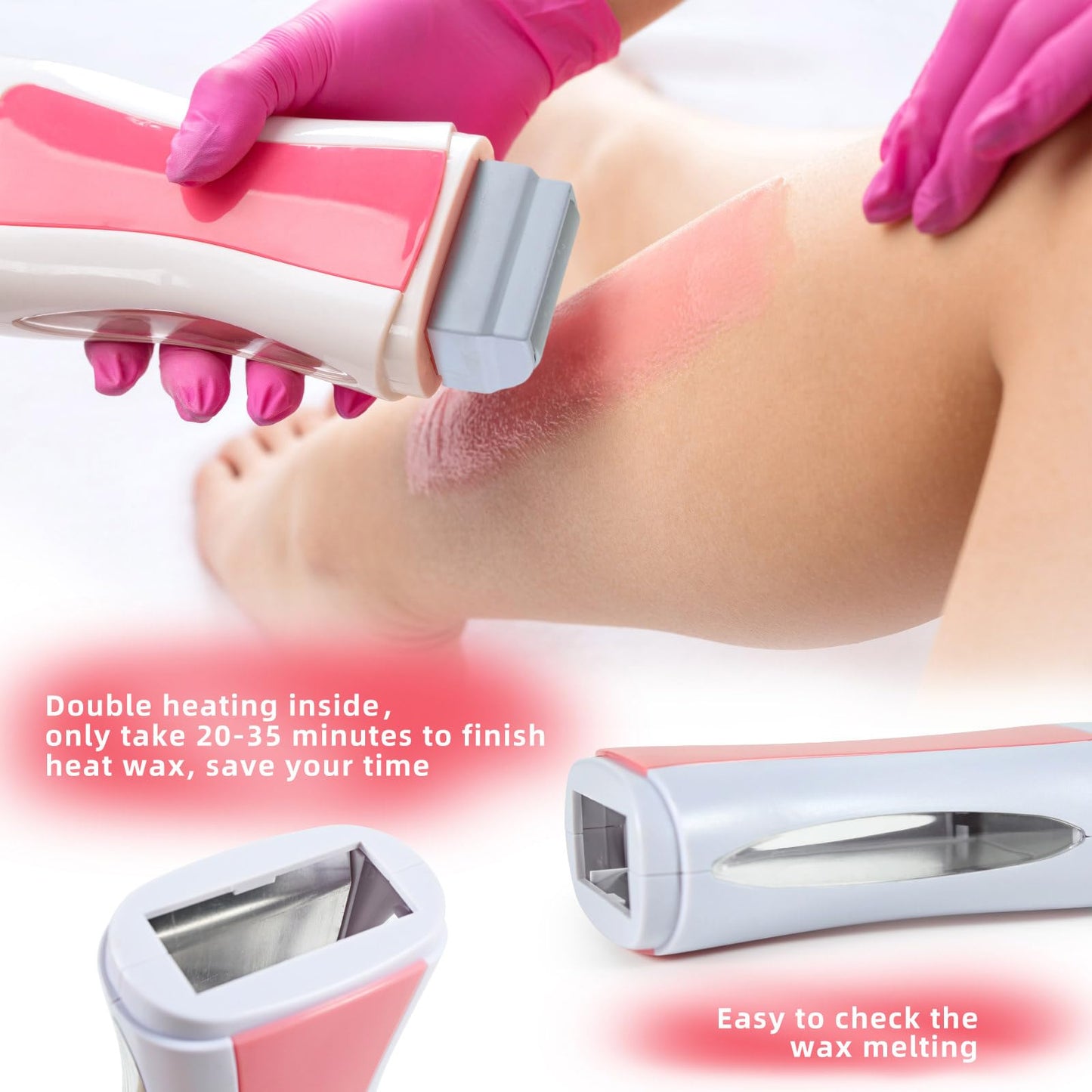 Roll on Waxing Kit for Women and Men - Sensitive Skin Wax Roller With Paper, Warmer, Rose Soft Wax, Pre and After-wax Treatment