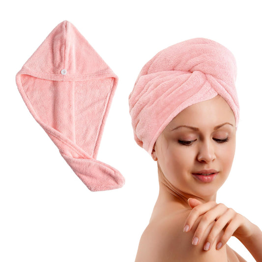 4 Pack Coral Fleece Microfiber Hair Towel，Thickening Hair Towel Wrap for Women，Hairs Drying Towels，25.6 * 9.8 Inch (Pink)