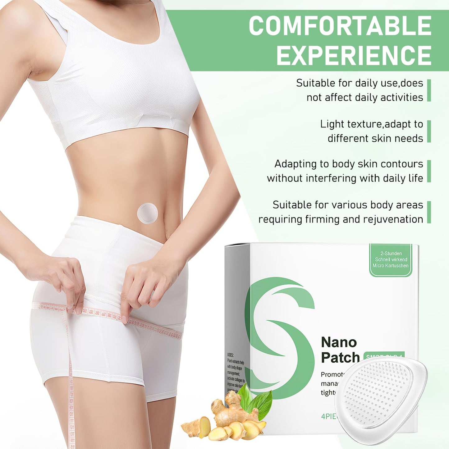 YADUO SMGT-GLP-1 Nano Patch, Firming Skin and Body Shaping Care Patch, Body Care Pat-ch Gentle Soothing Massage with Ginger Extract for Women Girls Natural Ingredients, Mild