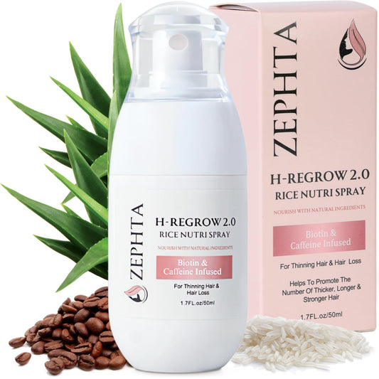 Zephta H-Regrow 2.0 Hair Growth Serum for Women & Men – Biotin & Caffeine Spray for Thicker Hair – 1.7 Fl Oz – Hair Growth Spray for Thinning Hair