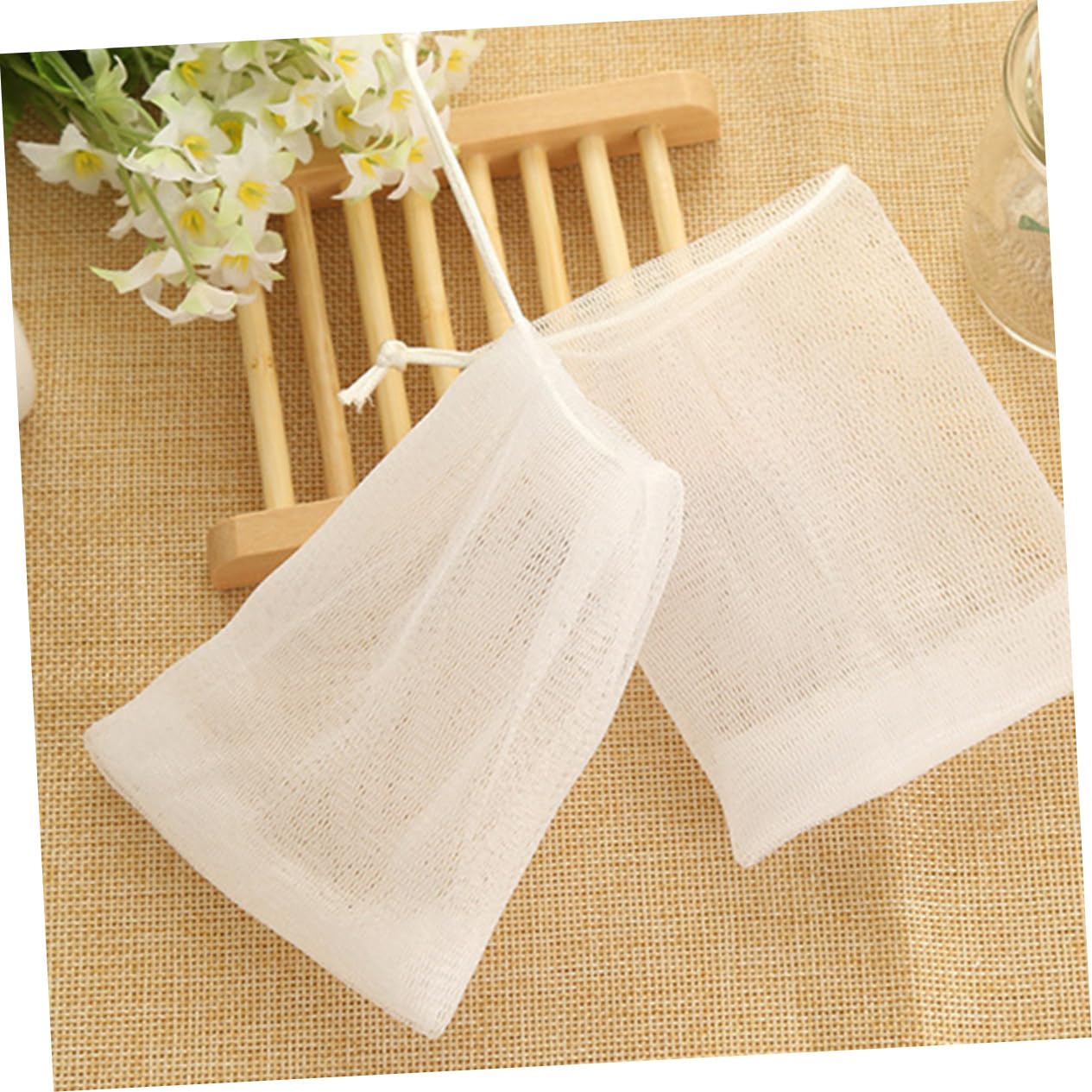 Ipetboom 10pcs Foaming Mesh Soap Pouch Net Lathering Net Face Wash Safe and Comfortable Touch