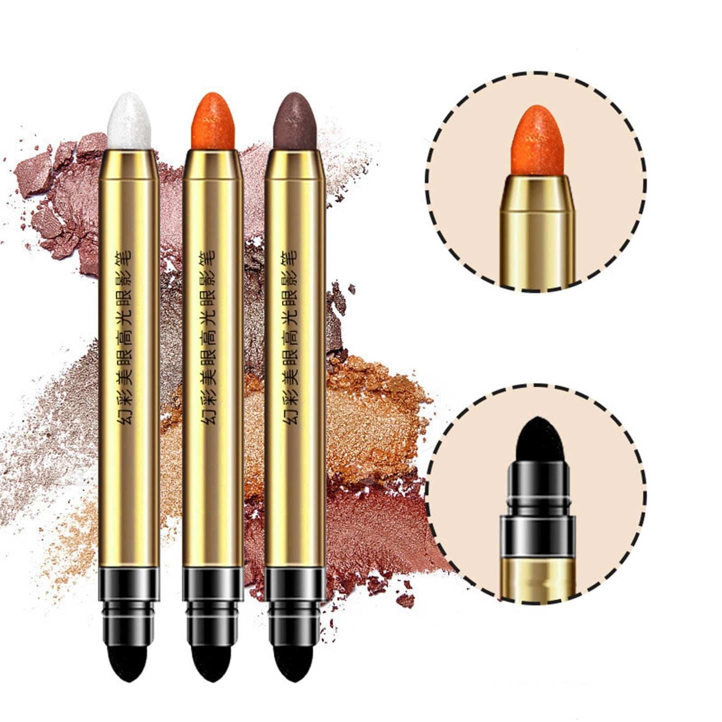 Double Ended Pearlescent Shadow Pen Shaping Silkworm Pen Brightening Highlighter Pen Contouring Stick To Smearing Novelty Makeup (E, One Size)