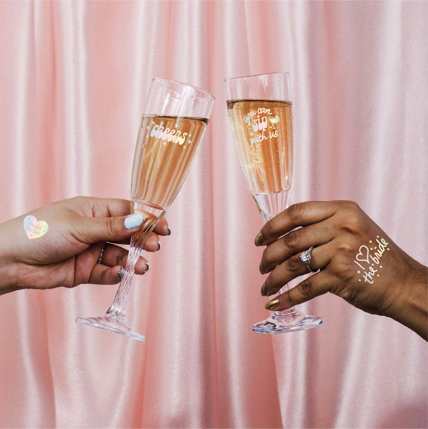 Wedding Cheers Bachelorette Temporary Tattoos - 80+ Glitter Styles Bach Party Decoration, Bridesmaid Favor, Bride to Be Gift, Bridal Shower Supplies