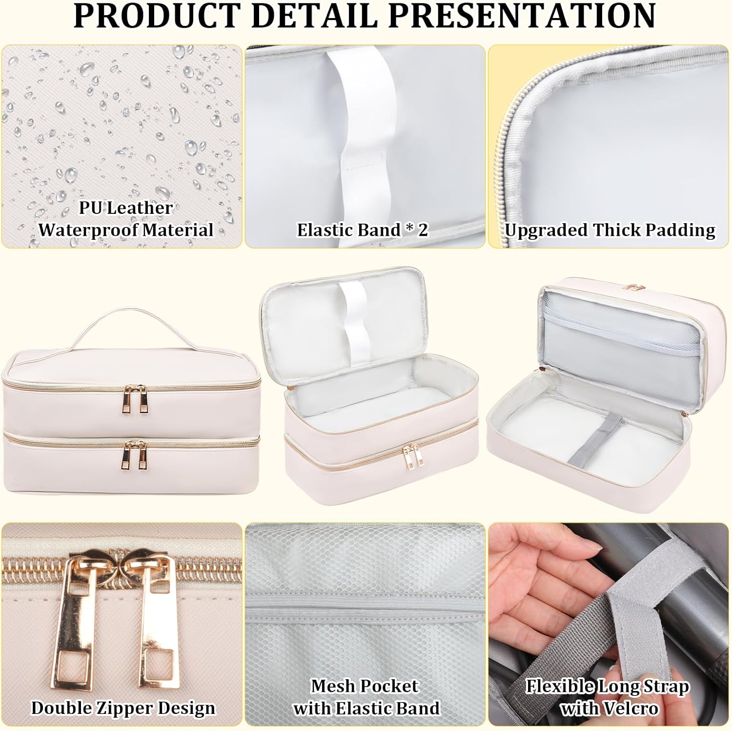 Shark Flex Style Travel Case - Double Layer Waterproof Organizer for Hair Dryer Attachments (Dianthus White)