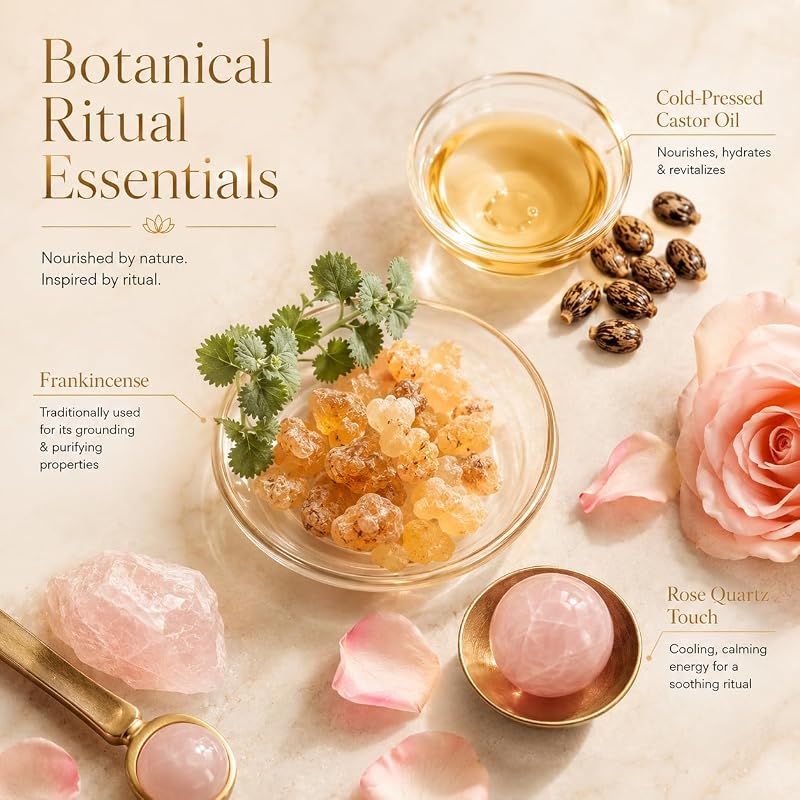 Variation 1: Cold-Pressed Organic Castor Oil & Frankincense Rose Quartz Roll-On, 50 mL