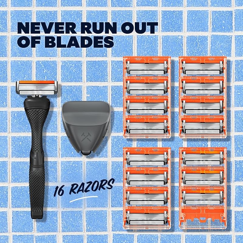 Bulk Razor Refills with Handle & Cover - Compatible Shaving Set