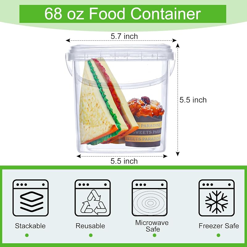 50 Pack 68 Oz Square Deli Containers with Lids - BPA Free Food Storage