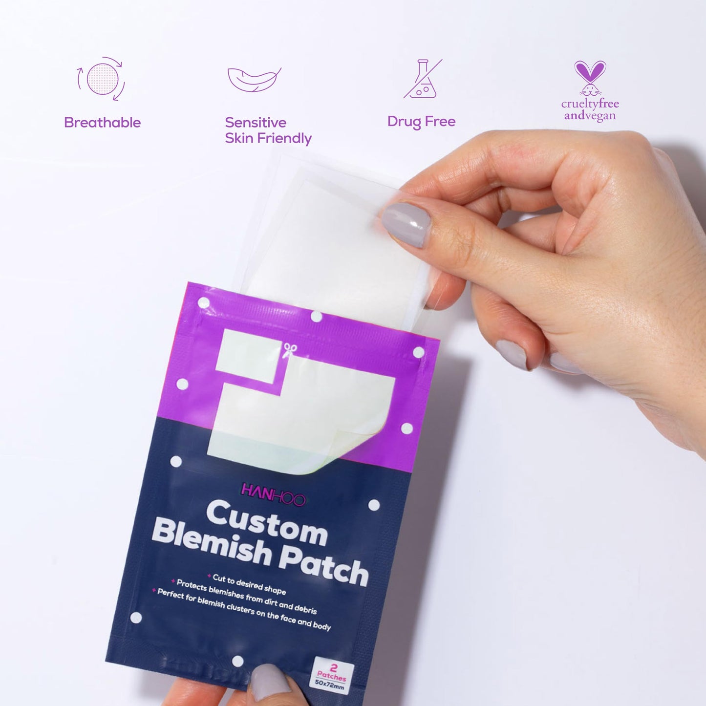 Hanhoo Face & Body Blemish Patch, 6 Patch Sheets, Customizable XL Pimple Patch, Covers Clustered Pimples, For Face and Body Acne, Large Hydrocolloid Patches, Gentle Blemish Care, Korean Skincare