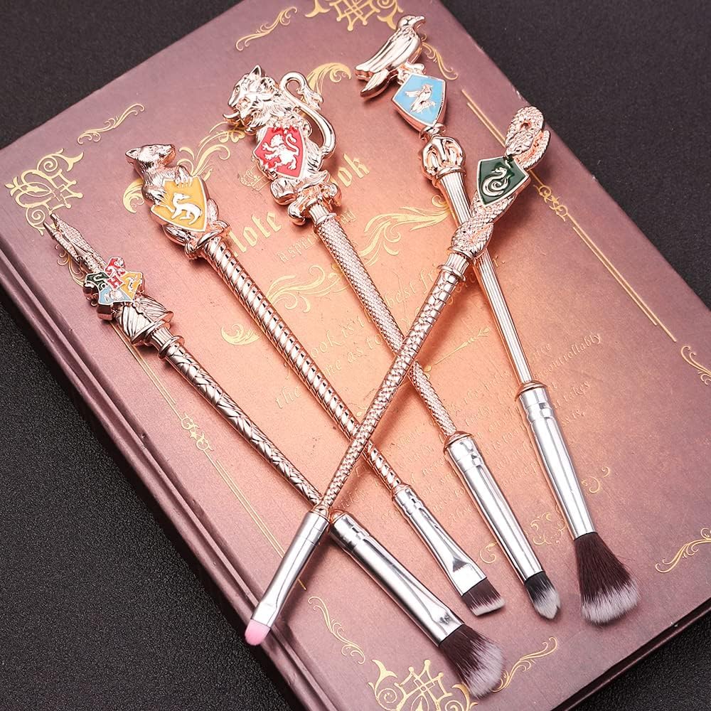 【2 Color Options】 Harry Gifts Potter Metal Makeup Brushes Set Gifts Wi-zard Wand Makeup Brushes Set for Women Magic Eye Shadow Eyeliner Blending Lip Brush - Brushes Holder Pot Not Included
