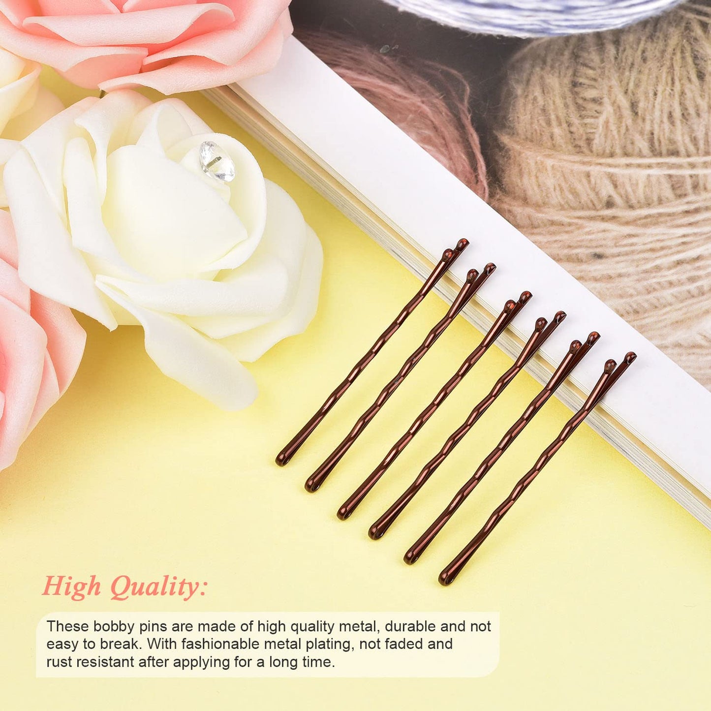 MORGLES Bobby Pins Brown, 240 Pcs Hair Pins for Women 2.2 Inches, Hair Accessories with Box