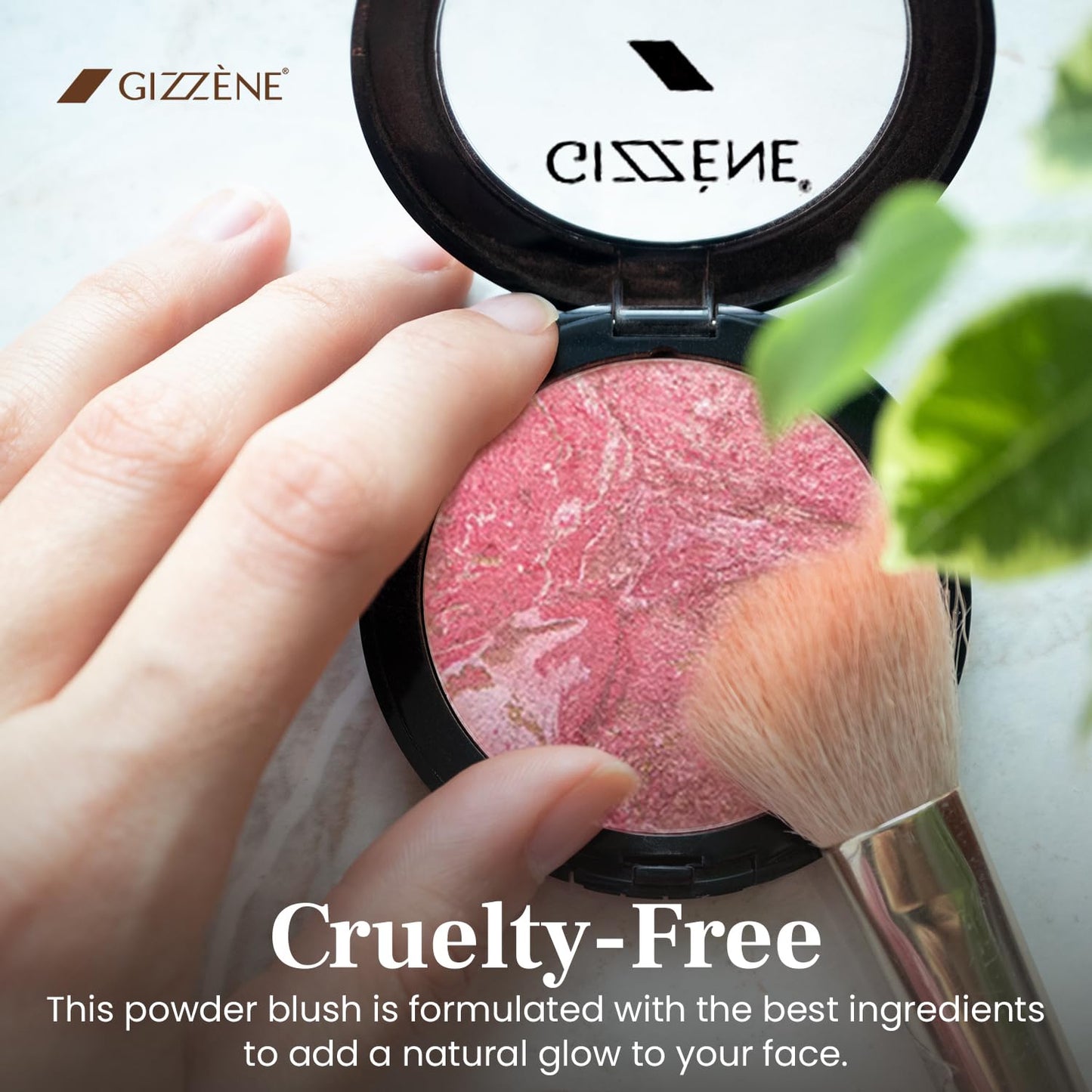 Gizzene Mineral Blush Powder – Medium Coverage Terracotta Blush for Cheeks & Face with High Pigments for Shiny, Healthy Natural Finish – Buildable, Sweat Proof Makeup Blush (Pink Marble)