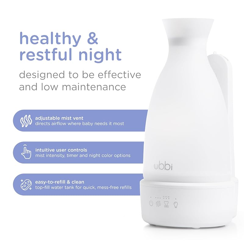 Ubbi Ultrasonic Humidifier — Top-Fill Design, Quiet Sleep