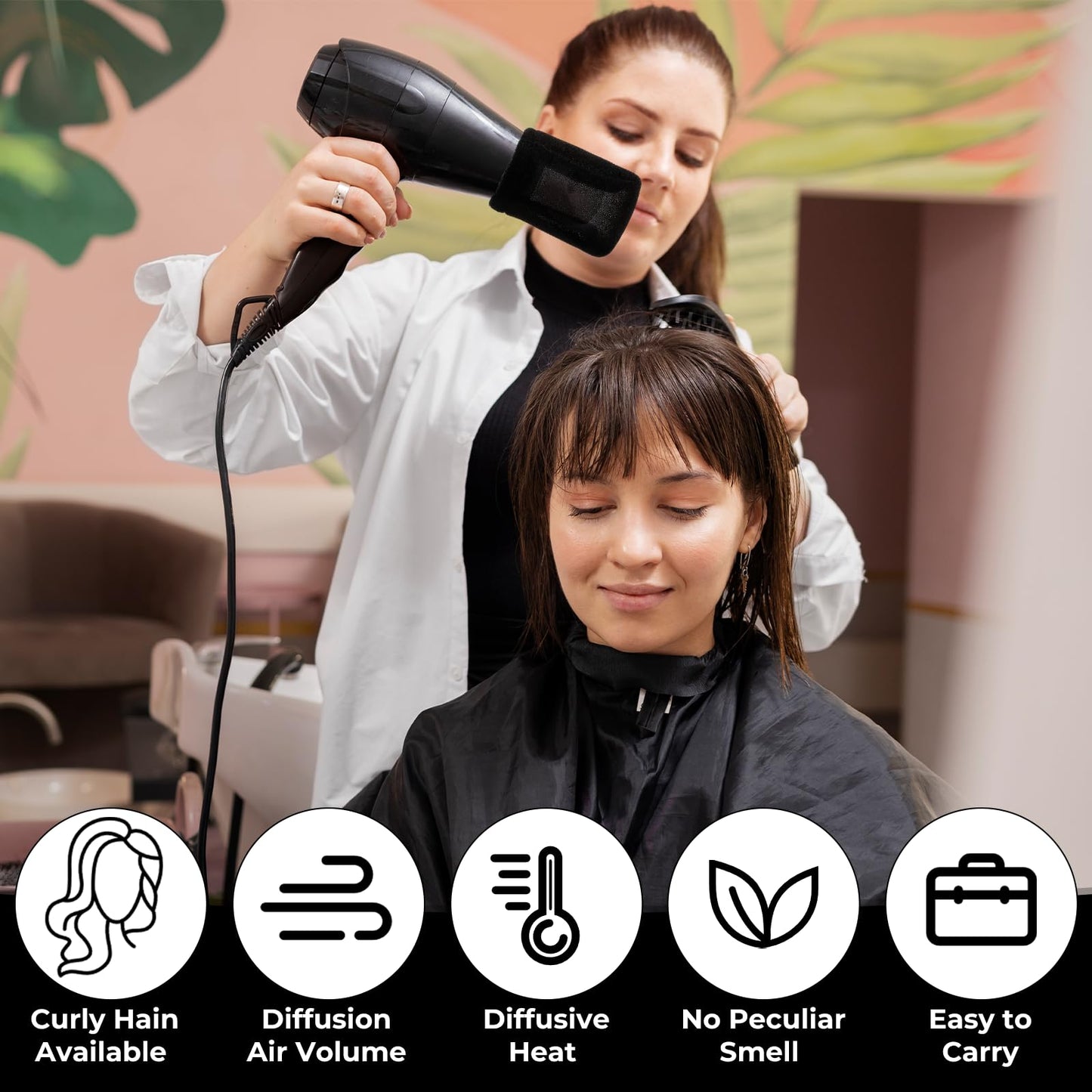 BOHUIZ 2Pcs Hair Dryer Sock Diffuser Cover, Universal Sponge Hair Dryer Diffuser Cover Hair Dryer Attachment Portable Soft Curly Hair Diffuser Cap for Home Travel Hotel Hairstyling Accessories