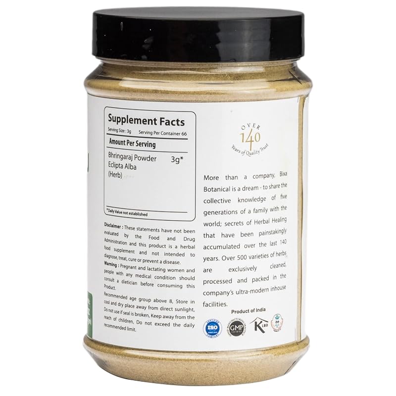 7 oz Bhringaraj Powder (Eclipta Alba) – 200 g, 100% Pure, Gluten Free, Steam Treated