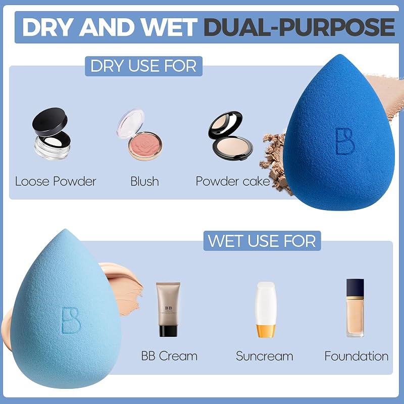 Makeup Brush Set with Sponges – 12 Professional Brushes & 2 Latex-Free Sponges